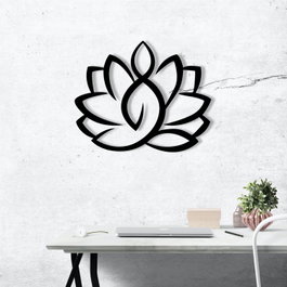 Wallity Lotus - M114 Escultura de Pared de Metal Negra